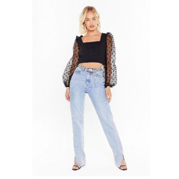 Nasty Gal Square Did You Go Spotty Crop Top - Picture 2 of 13